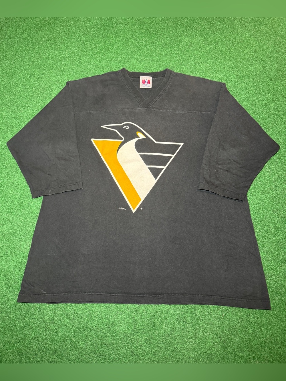 Hedberg Penguins Vintage 90s Hockey XL Cotton Jersey Black Retro Logo